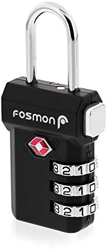 Fosmon TSA Approved Luggage Locks, (1 Pack) Open Alert Indicator 3 Digit Combination Padlock Codes with Alloy Body and Release Button for Travel Bag, Suit Case & Luggage - Black