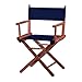 ZStyle Silla de director plegable de madera, 90 cm de altura, 54 cm de ancho, 48 cm de profundidad, color negro (palo caoba - tela azul)