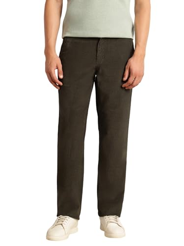 Image of Thomas Scott Men's Regular Fit Mid-Rise Corduroy Trouser | Textured Fabric | 4-Pocket Casual Pants for Men