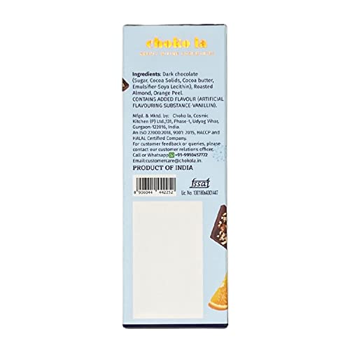 Image of Chokola 55% Dark Chocolate Almond & Orange Peel Minis - Rich Cocoa with Crunchy Almond & Orange - 100g |Gluten-Free | Gourmet Chocolate Bites