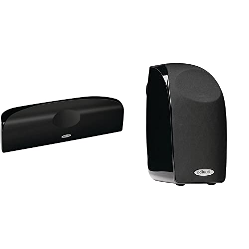 Polk Audio TL1 Sound Shelf Mount/Wall Mount Speakers, Black & Polk Audio TL 1 Sat Black Wall Mount Satellite Speaker, Black