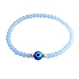 Blue Beaded Bracelet Blue Evil Eye Crystal Bead Bracelet For Women Ojo Bohemian Summer Dainty Stand Bracelet Amulet Protection Good Luck Light Blue Light Blue