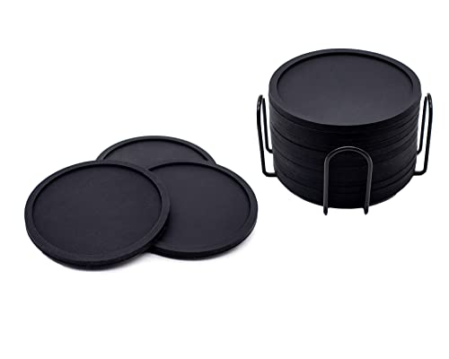 Opiniones de Posavasos los preferidos por los clientes. 47 ECOGREEN® - Portavasos para Mesa de Silicon, 12 Piezas, Posavasos para Bebidas frias o Calientes Fabricados de Silicon Color Negro. Grosor 5 mm.