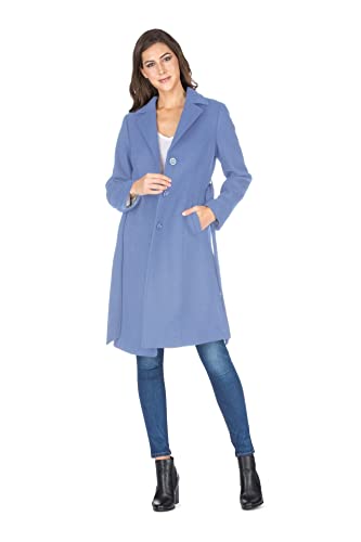 Women' Walker Wool Blend 3/4 Belted Long Jacket Winter Coat4