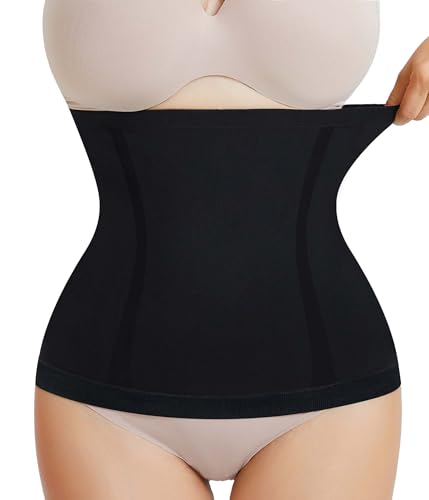 AOSBOEI Waist Trainer Shapewear Tummy Control Waist Cincher Girdle Body Shaper Postpartum Recovery Belt Belly Band Wrap (Black, Large-X-Large)