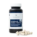 Living Well with Dr. Michelle Vitamin D3 10,000 IU with K2 – Immune, Teeth, Bone Health Support, Non-GMO, Gluten & Dairy Free, 60 Day Supply, 60 Capsules