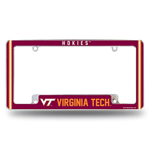 Rico Industries NCAA Virginia Tech Hokies Alternate 12" x 6" Chrome All Over Automotive License Plate Frame for Car/Truck/SUV
