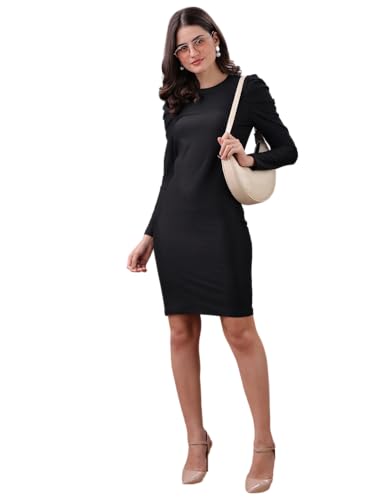Robe moulante à manches longues Wedani pour femme en maille extensible
