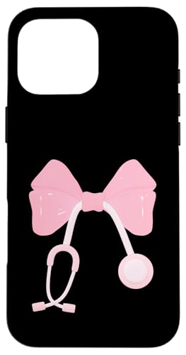 ナースコケット ピンクカラー 弓 聴診器 医療 美学 スマホケース iPhone 16 Pro Max 用