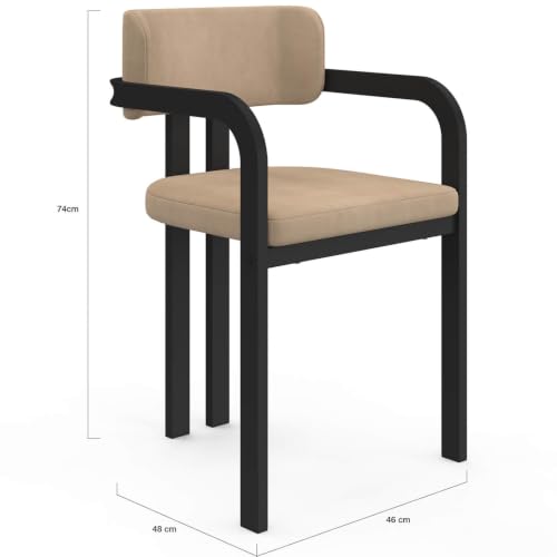 Lot de 4 chaises de salle à manger fauteuils de table ESMA en métal et velours avec accoudoirs - vue 4