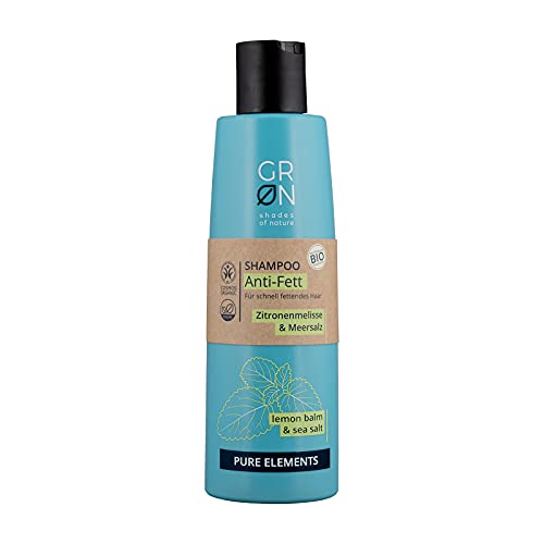Grn shades of nature 30033 [green] champú cosmético orgánico antigrasa - sal marina y bálsamo de limón orgánico - para cabello graso rápido - vegano, 250 ml