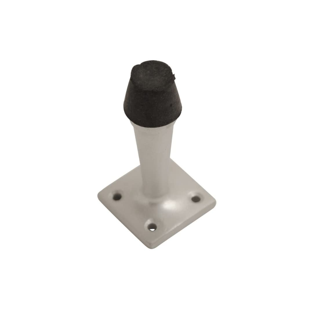 Vibe Projection Square Door Stop 63mm on Satin Anodised Aluminium, Door Stopper, Rubber Bumper to Protect Door, Walls, and Skirting for Internal Use