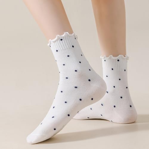 Women Ruffle Crew Socks Cute Frilly Lettuce Turn-Cuff Calf Dress Sock 6 Pack4