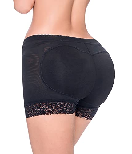 FitValen Po Push Up Unterhose Damen Butt Lifter Miederpants Formende Höschen Padded Unterwäsche Miederslip Miederhose Polster Shapewear Enhancer mit Spitze Schwarz S Cover