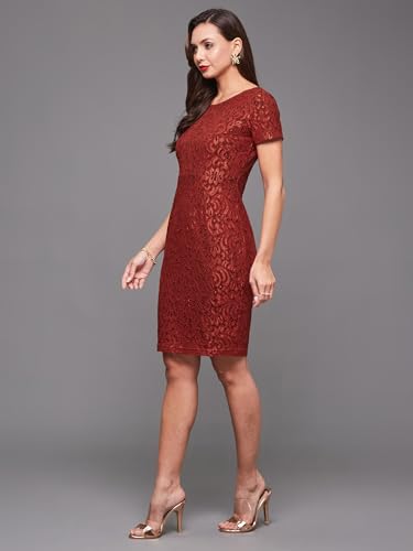 Image of Miss Chase Women's Sleeveless Collared Bodycon Above-Knee Polyester Dress