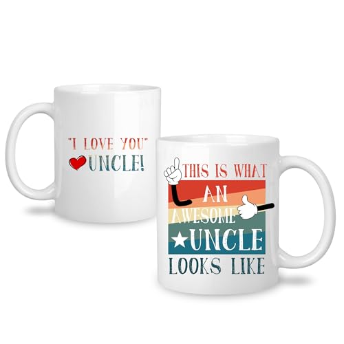 Yufansd Tazza regalo per gli uomini, con scritta in lingua inglese "This is what an awesome uncle looks like", idea regalo umoristica per zio da nipote, idea regalo per Natale e compleanno per zio,