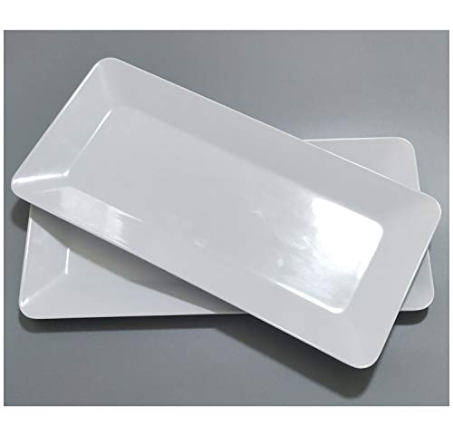 Holiday Deals 🛒 17-inches Melamine Serving Platters/Rectangular Trays for Party  Set of 2 White, Dishwasher Safe, BPA Free