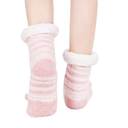 Image of Chassic Sherpa Lined Slipper Socks for Women, Non-Slip Cozy Winter House Socks, Soft Fuzzy Socks, Christmas Gifts for Women & Ladies Stocking Stuffers