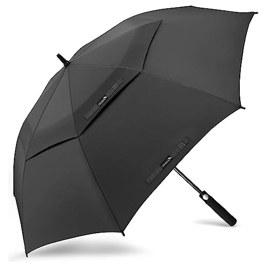 ZOMAKE Golf Umbrella Windproof and Rainproof 72in, Large Umbrella Windproof Strong, Big Golfing Brolly Unbreakable Double Canopy for Men Women (Black)