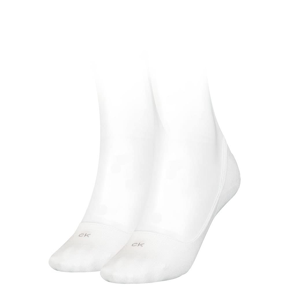 Calvin Klein womens Logo Women's Liner Socks 2 pack Footie, White, 35/38