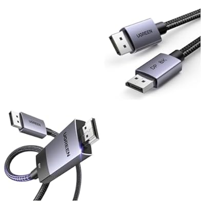 UGREEN DisplayPort to HDMI Cable 8K@60Hz 4K@120Hz Active DP 1.4 to HDMI 2.1 Cord Bundle VESA 8K DisplayPort 1.4 Cable 6.6FT Supports 8K@60Hz 4K@240Hz