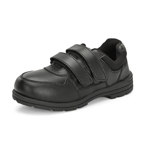 Image of Centrino Unisex-Child Uniform School Shoes | Soft Cushioned Memory Foam Heel Pad Support | Kid's | Boy's | Girl's | Children |Uniform Shoes | Lightweight | Velcroo |Easy Wear & Care| Formal Shoes | Padded Textured Heel Grip Lining | Breathable | All Day Comfort (8121)