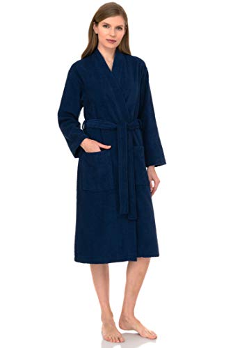 TowelSelections Women's Robe Turkish Cotton Terry Kimono Bathrobe Large/X-Large Patriot Blue