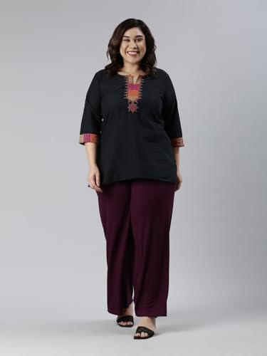 Image of GO COLORS Soft Rayon Blend Rib Palazzo Full Length for Women| Breathable, Mid Rise
