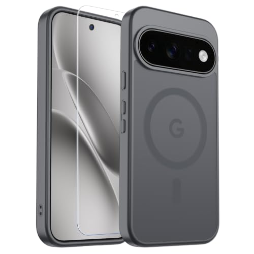 Image of SUPFINE Magnetic for Google Pixel 11 Pro Case - Titanium Gray | With Screen Protector,Translucent Matte,Built-in Magnets,Military Grade Drop Protection,Shockproof Phone Cover