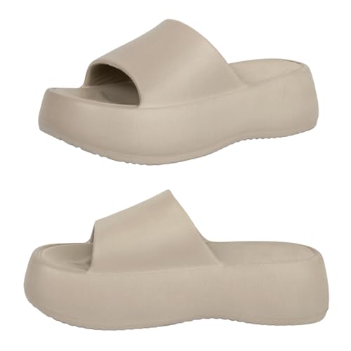 Platform Slides for Women, Platform Sandals Women Comfortable, Cute Flatform Beach Sandals, Slip on Summer Cloud Vacation Shoes for 2025