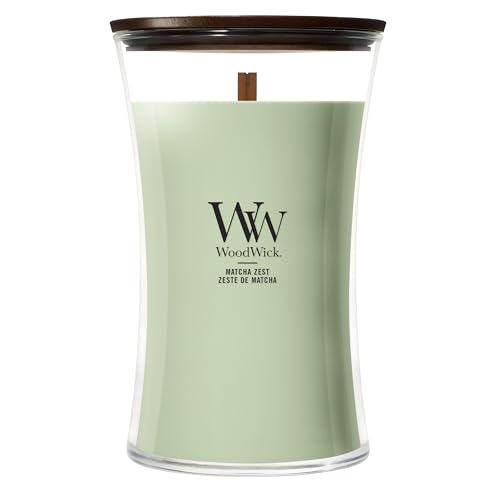 WoodWick Bougie parfumée | Grande bougie sablier | Zeste de matcha | Cadeaux parfaits pour femmes