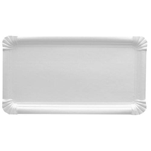 tradingbay24 Teller, Pappe [ff] eckig 18 cm x 33 cm weiss tbU95624 Einwegteller Pappteller, 250 Stück Cover