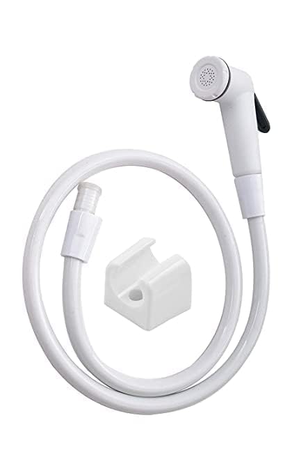 MONIT Health Faucet with Tube with Hook Jet Spray Plastic Health Faucet with 1meter Hose Tube and Hook White with teflone Tape-image-36