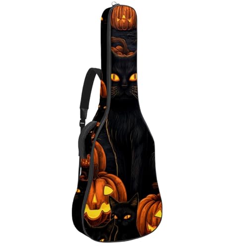 Étui guitare chat citrouille idéal pour transporter votre acoustique aux cours de musique