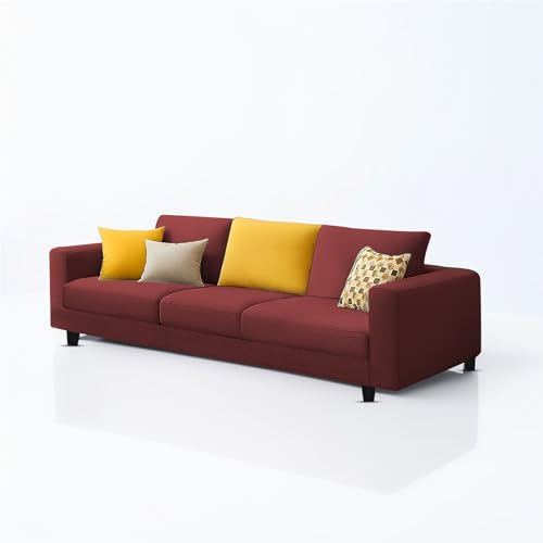 Image of Galib 3 Seater Sofa Set for Living Room (Maroon Fabric) Premium Fabric Sofa Set