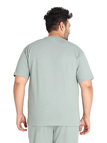 Image of CHKOKKO Men's Plus Size Terry Cotton Loose Fit Half Sleeves T-Shirt