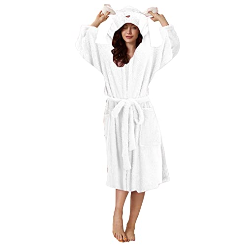 Peignoir d'hiver pour femmes en flanelle chaude avec capuche 3D