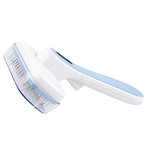 Muryobao Dog Brush & Cat Brush - Soft Smoothing Slicker Self Cleaning Pet Grooming Brush Easy to Clean Pet Brushes Shedding Tools for Long or Short Hair with Everyday Brushing or Sensitive Skin Blue
