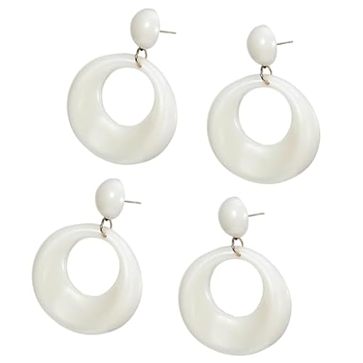 2 Pares Pendientes Vintage de los 70 Mujer Pendientes de Neón Pendientes Redondos Huecos Blanco Resina Pendientes de Aro Halloween Pendientes de Fiesta de Disfraces para Accesorios de 70 80 | Ya disponible en tu tienda friki favorita! En mundofriki.es!