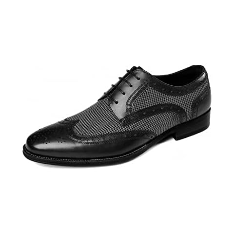 Men's Lace-ups Dress Shoes Mens Brogues Shoes Oxford Leather Classic Office Business Shoes Formal Shoes Wedding Derbys Black Cover