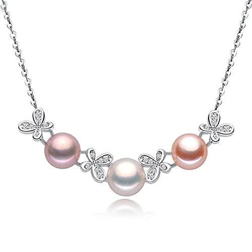 Collier chaîne perles d'eau douce et papillon idéal pour vos soirées