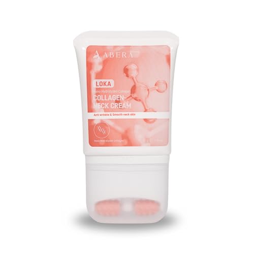 ABERA Collagen Neck Cream for Anti-Wrinkle & Acanthosis Nigricans with Niacinamide, Even Tone Moisturizer, UV Protection, Built-in Massage Roller (1.76 Fl Oz)