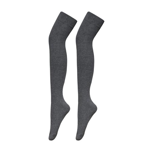Image of Bestjybt Women Thigh High Socks Cotton Warm Long Over Knee High Stockings | Knee High Socks, Stay Up, Non-slip, Comfortable, Soft, Thick, Leg Warmers, Smooth Look, Well Made, Costume