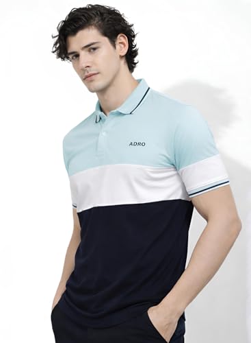 Image of ADRO Multicolour Polo T Shirt | 100% Cotton Mens Polo Tshirt | Regular Fit Half Sleeve Cut & Sew Polo T-Shirt for Men