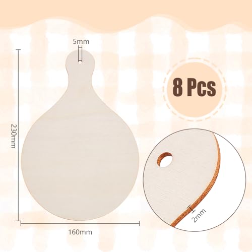 Tablas de Cortar Mini de Madera con Mango, 8 Piezas, para Artesanía DIY, Cocina y Decoración, 23 x 16 cm miniatura 2
