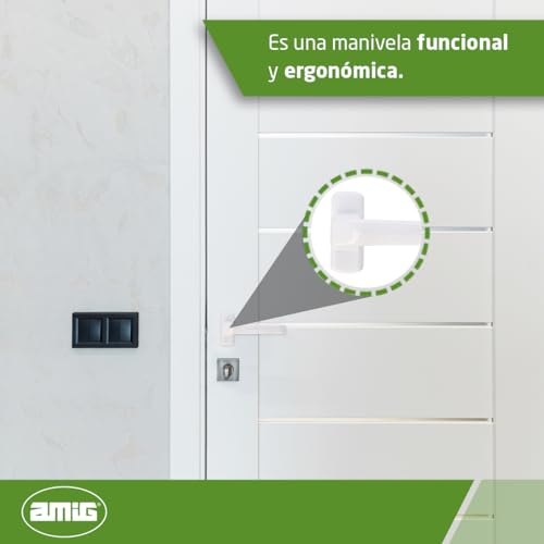Miniatura 6 de Amig - Manilla De Aluminio De Roseta Para Puerta - Color Blanco - Modelo Epsilon - Aluminio Resistente - Instalación Rápida - 132 X 70 Mm - Cuadradillo De 8 Mm - Diseño Moderno Y Elegante - Pieza