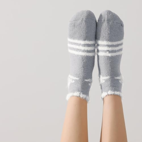 Image of Fszsaa Merino Wool Low Ankle Socks For Women - Knit Warm Fuzzy Casual Home Socks For Winter