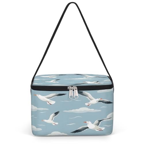 GzLeyigou Flying Seagull Lunch Bags for Women Men 9 Cans, Hot & Cold Food Delivery Bag Insulated Grocery Bag Insulated Lunch Box Seagull Cooler Bag for Office Work Picnic Beach