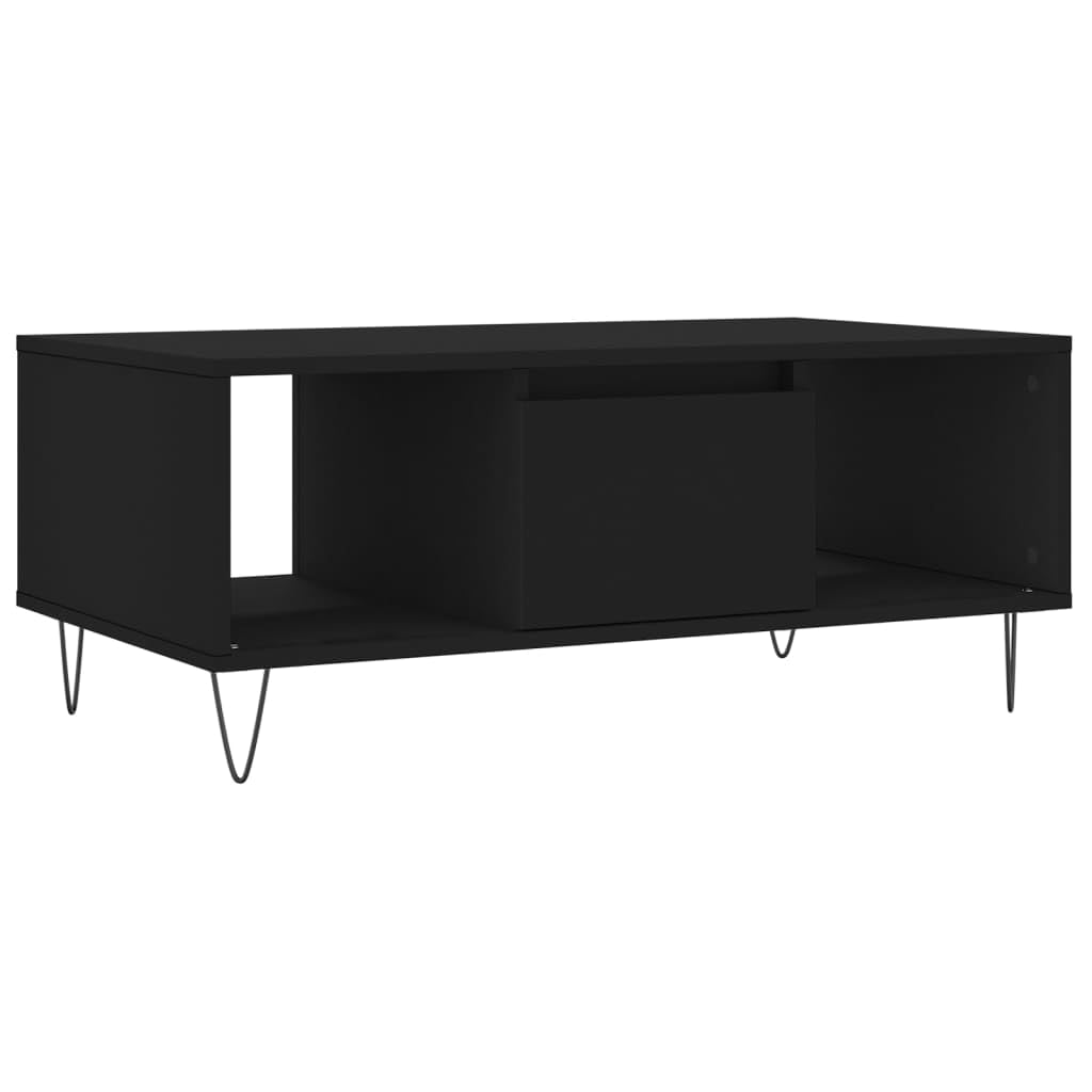 Homgoday Tavolino da caffè nero, 90 x 50 x 36,5 cm, in legno ingegnerizzato, tavolino da tè per soggiorno, sala d'accoglienza degli ospiti, camera da letto e ufficio, tipo 3