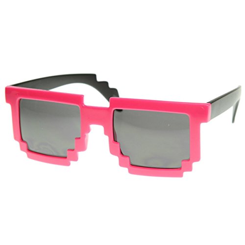 zeroUV Retro Novelty Nerd Geek Gamer Colorful 2-Tone Pixel Glasses